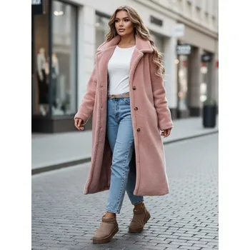 Dámský kabát Dámský zimní kabát teddy kožešina dlouhý růžový FashionStreet NY0751z L