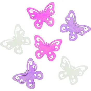 Volný čas Dřevění motýli 6cm - růžovofialový mix 6ks