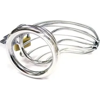 BDSM obojek ROUGE Stainless Steel Chasity Cock Cage with Padlock