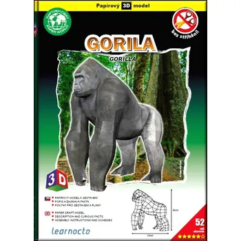 3D puzzle Gorila – Papírový 3D model/52 dílků