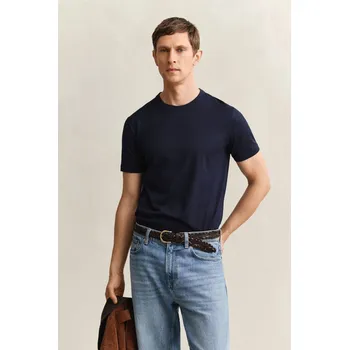 Pánské oblečení TRIČKO GANT PIMA T-SHIRT EVENING BLUE