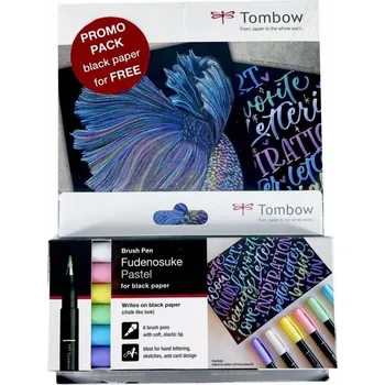 Výhodný balíček: Sada Fudenosuke pastel na černý papír 6 barev + blok s černými papíry ZDA
