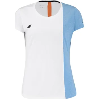 Dámské tričko BABOLAT PLAY CAP SLEEVE WOMEN WHITE / BLITHE HEATHER dámské tričko - L