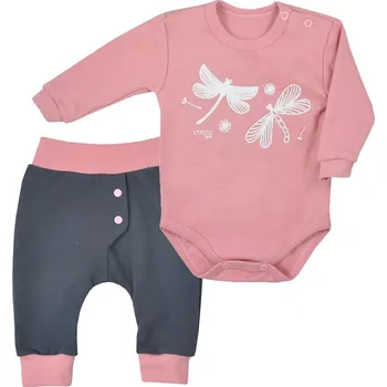 Kojenecká souprava KOALA 2-dílná bavlněná kojenecká souprava Koala Vážka růžová | Velikost: 74 (6-9m)