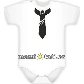 Kojenecký body DEJNA Baby Dejna Body kr. rukávek s potiskem kravaty - bílé | Velikost koj. oblečení: 74 (6-9m)