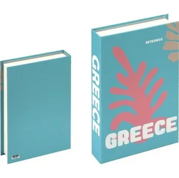 Falešná kniha s úložným prostorem Dekorativní skrytý box GREECE Mykonos s moderním designem