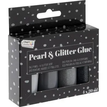Kancelářské potřeby Glitrové a perleťové lepidlo 4 x 20 ml - mix šedé