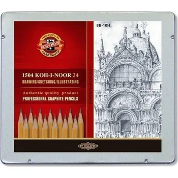 Kancelář Koh-i-noor tužka grafitová grafická 8B–2H souprava 24 ks v plechové krabičce