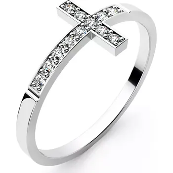 Prsten Dámský prsten bílé zlato 585/1000 přírodní diamant G/SI křížek 140032-B-DIA velikost 52