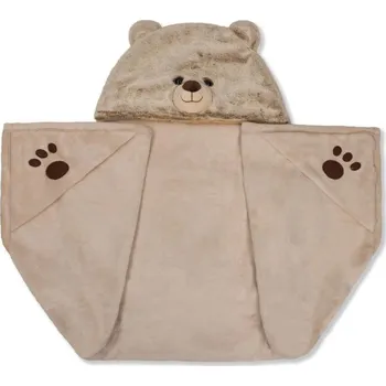 plyšák Cozy Noxxiez hřejivá deka s kapucí se zvířátkem a tlapkovými kapsami - Medvěd