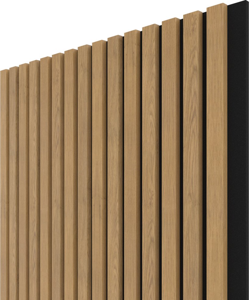Akustický panel WALL CONCEPT Dub rustic, černý filc + MDF, 2750x604x21 mm, 1,66 m2