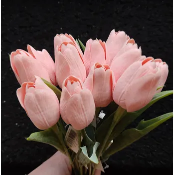 umělá květina Tulipán s listem Grey Lavender, 43 cm - dekorace