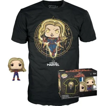 Figurka Funko POP & Tee: Marvel - Captain Marvel (velikost trička XL)