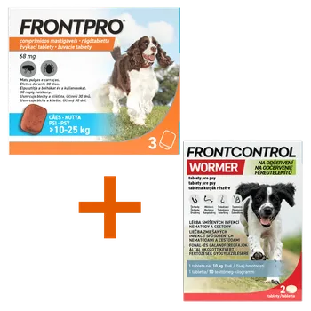 Antiparazitikum pro psa Frontpro žvýkací tablety pro psy (10-25 kg) 68 mg 3 tablety + Frontcontrol Wormer pro psy 10 kg 2 tablety