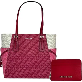 Set kabelka a peněženka Michael Kors Voyager logo červená