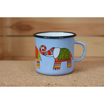 Smaltovaný hrnek 8cm - světle modrá - slon