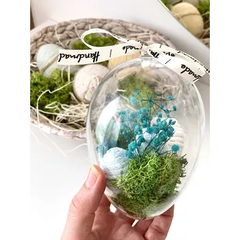 Velikonoční dekorace BRIMOON Velikonoční průhledné vajíčko s jarní dekorací modré