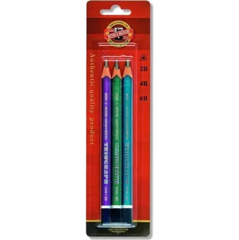 Kancelář Koh-i-noor tužka trojhranná grafitová silná 2B,4B,6B set 3 ks metalické barvě