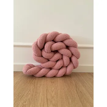 mantinel do postýlky Ochranný mantinel do postýlky - Pletený cop - Bouclé Staro-růžová 200cm