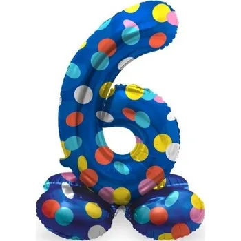 Party dekorace Balónek fóliový číslo 6 samostojné Lentilky 41 cm