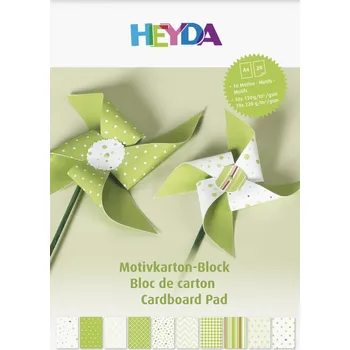 HEYDA Blok barevných papírů A4 - zelený mix 20 listů