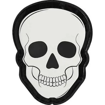 Party dekorace Halloween talíře papírové Lebka 26x20cm 8ks