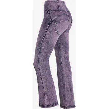Dámské kalhoty Freddy kalhoty WR.UP SNUG v džínové s fialovým efektem, reálné kapsy, normální pas na knoflíčky, široké nohavice Vybraná velikost: S