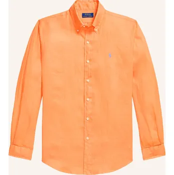 Pánská košile Polo Ralph Lauren Pánská Lněná Košile Custom Fit, oranžová, 38