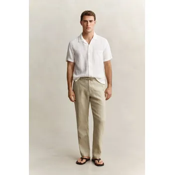Pánské kalhoty KALHOTY GANT REG LINEN DS PANTS OAT BEIGE