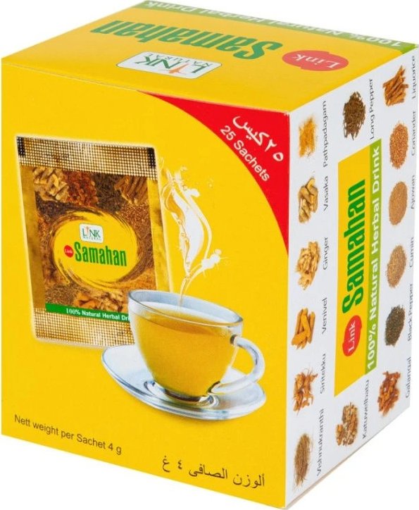 Link Natural Samahan, ájurvédský bylinný čaj, 25 ks Se zázvorem, pepřem a lékořicí, doplněk stravy