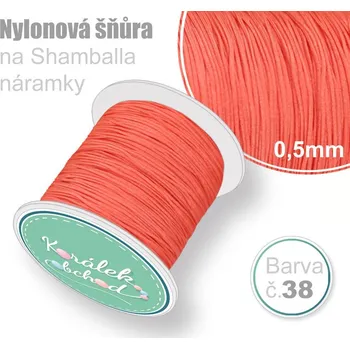 Náramek Nylonová šňůra na Shamballa náramky průměr nitě 0,5mm. Barva č.38. Lososová