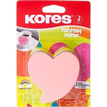 Dětské zboží Kores Neonové bločky 70x70mm HEART tvar srdce , mix 5 barev