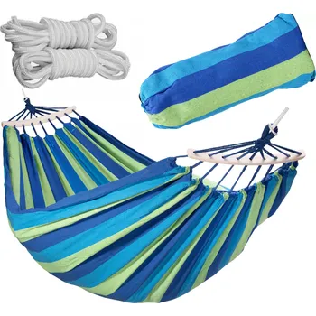 Zahradní nábytek Zahradní dvoumístná houpací síť XXL 250 × 150 cm s výztuhami a cestovní taškou