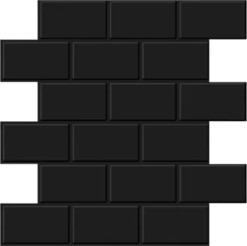 Tapeta Cihlová vinylová tapeta 3D efekt 30,5x30,5 cm vodotěsná PET materiál s PU lepidlem pro dekoraci stěn, 10 ks pro moderní interiéry černá