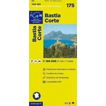 Cestování IGN 175s. Bastia Corte 1:100 000