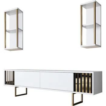 Obývací stěna TV stěna / Sestava pod TV Gold Line - White, Black