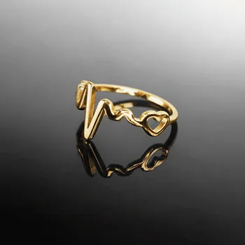 Prsten Prsten „Zlatý tlukot srdce“ z pozlacené chirurgické oceli č. 1899 - 60