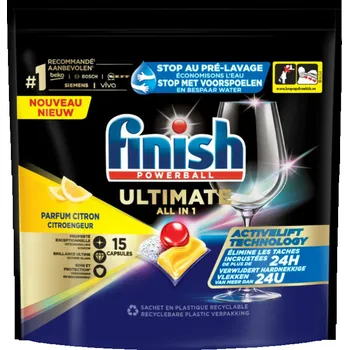 Tableta do myčky Finish Powerball Ultimate All in 1 s vůní citronu kapsle do myčky 15 ks