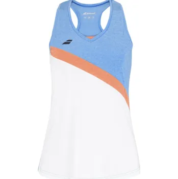 BABOLAT PLAY TANK TOP WOMEN WHITE / BLITHE BLUE HEATHER dámský ná - XL