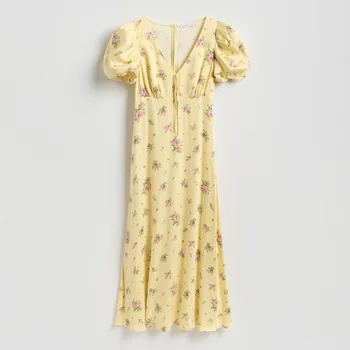 Dámské šaty Reserved - Květované šaty - světle žlutá - 844KB-10X - 844KB-10X-XS