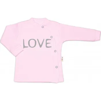 Baby Nellys Bavlněná košilka Love zapínání bokem - růžová | Velikost koj. oblečení: 62 (2-3m)