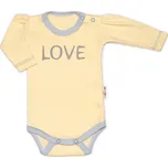 Baby Nellys Body dlouhý rukáv Love - žluté | Velikost koj. oblečení: 74 (6-9m)