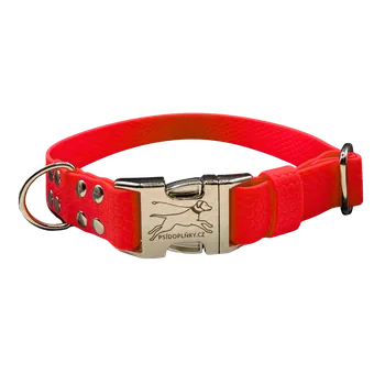 Obojek pro psa Obojek KLIK z HEXA materiálu - šíře 25mm Barva: Červená, Velikost: S, Barva spony: Stříbrná