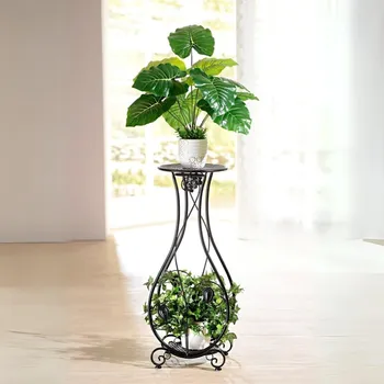 Stojan na květiny Stojan na květiny černá 27 x 24 x 68 cm. 2 patra: průměr 19 cm a 23,5 cm