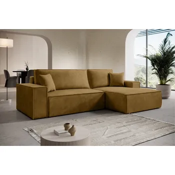 Sedací souprava Rozkládací rohová sedačka ADONIS 261x160 hořčicová