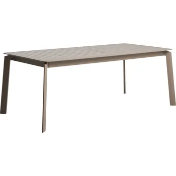 Zahradní stůl Kave Home Béžovošedý hliníkový rozkládací zahradní stůl Brela 205/287 x 100 cm