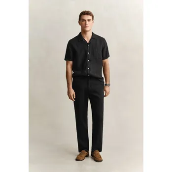 Pánské oblečení KALHOTY GANT REG LINEN DS PANTS BLACK