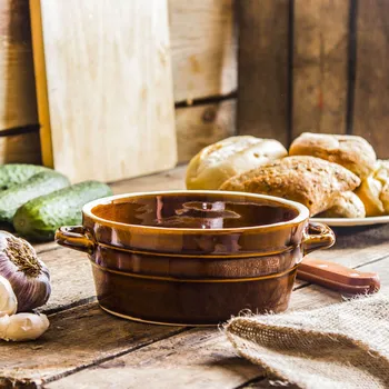 Hrnec Kameninová dóza (nádoba) na sádlo KRYSTYNKA hnědá 1 l