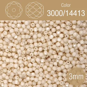 Korálek Korálky BROUŠENÉ 3mm. Barva 3000/14413 neprůhledná s pokovem. Balení 150Ks.