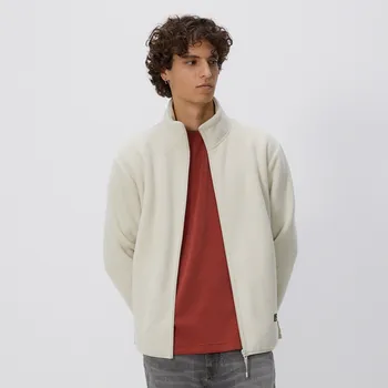 Pánská mikina Reserved - Flísová mikina se stojáčkem - krémová - 6999H-01X - 6999H-01X-XXL